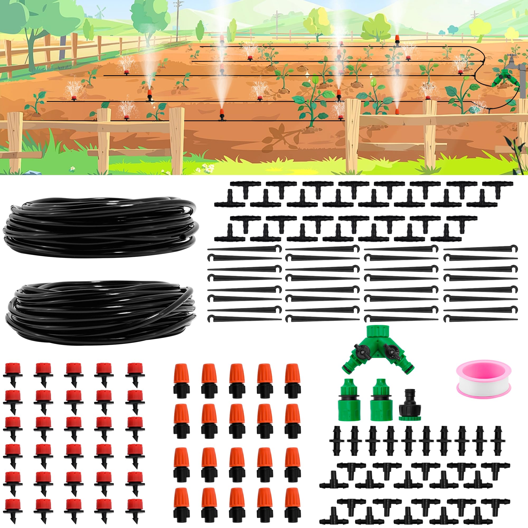 Photo 1 of TENDER EPOCH Drip Irrigation System Kit, Garden Watering System Automatic Irrigation Equipment for Garden Greenhouse Patio Lawn, Misting Sprinkler Efficient Sprinkler System Kit