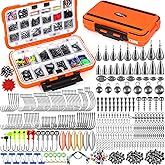PLUSINNO Fishing Gear Accessories Kit, 449PCS Fishing Tackle Box with Tackle Included, Fishing Hooks, Fishing Weights Sinkers, Jig Heads, Fishing Tackle Set Equipment for Bass Trout, Gifts for men
