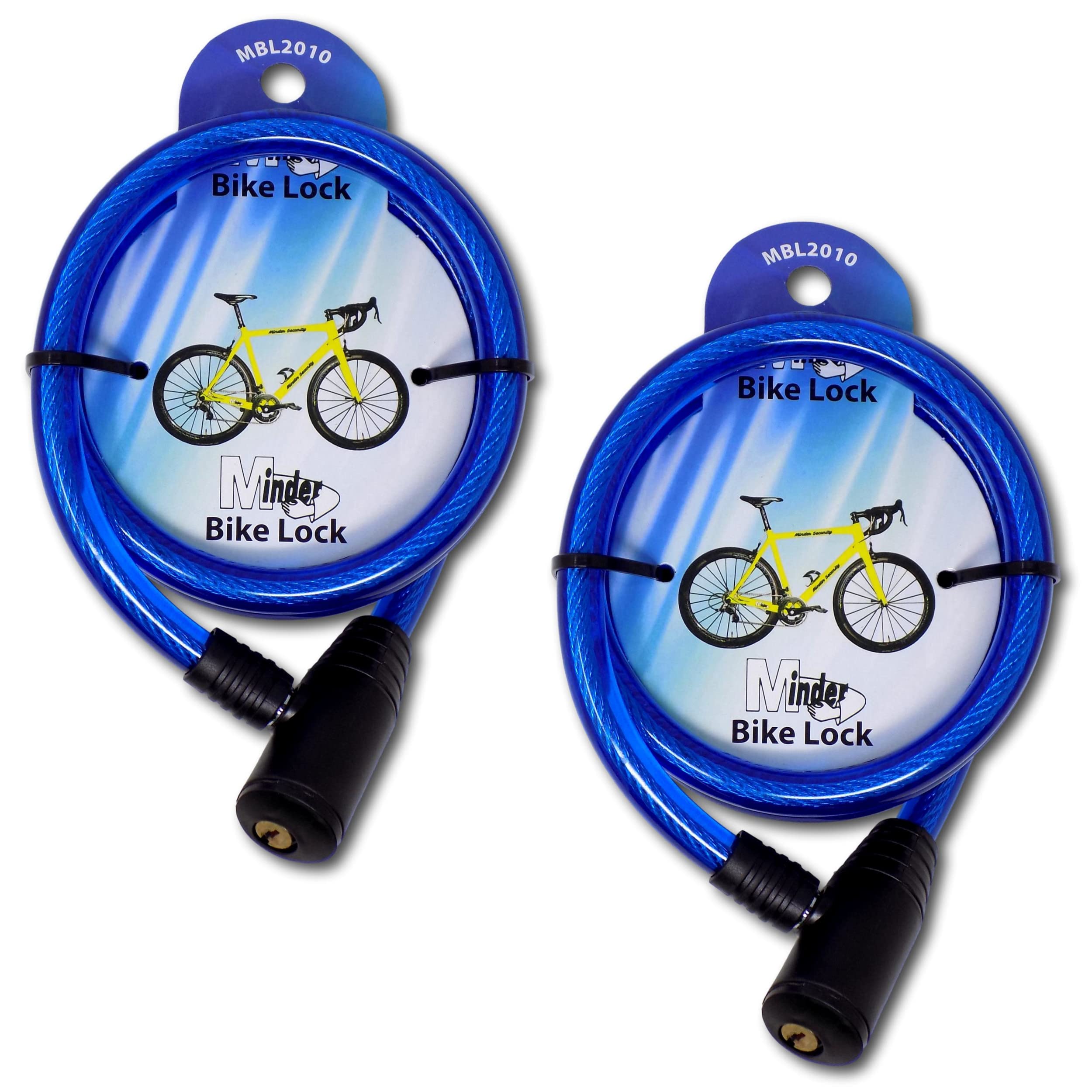 Minder 2 Pack 12mm x 1.8m Heavy Duty Bike Bicycle Chain Lock with 2 Keys (Blue)