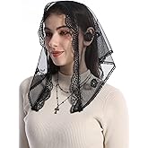 Mantveil Catholic Church Mantilla Veil: Spanish Short Lace Head Covering Chapel Mass Veil for Christian Prayer