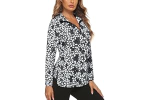 Koscacy Women's Long Sleeve Golf Tennis Polo Shirts UPF50+ Half Zip Dry Fit Workout Tops Athletic Shirt