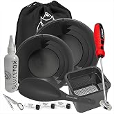 Sluice Fox Backpack Gold Prospecting kit with Classifier: Two Spiral Gold Pans, Plastic Shovel or Pay Dirt Scoop and Black Sand Separator Magnet Black