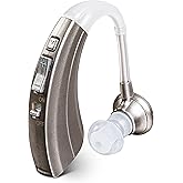Britzgo BHA-220S Hearing Amplifier, Modern and Fashion Designed Adjustable Tube to Fit Both Ears, Silver Gray