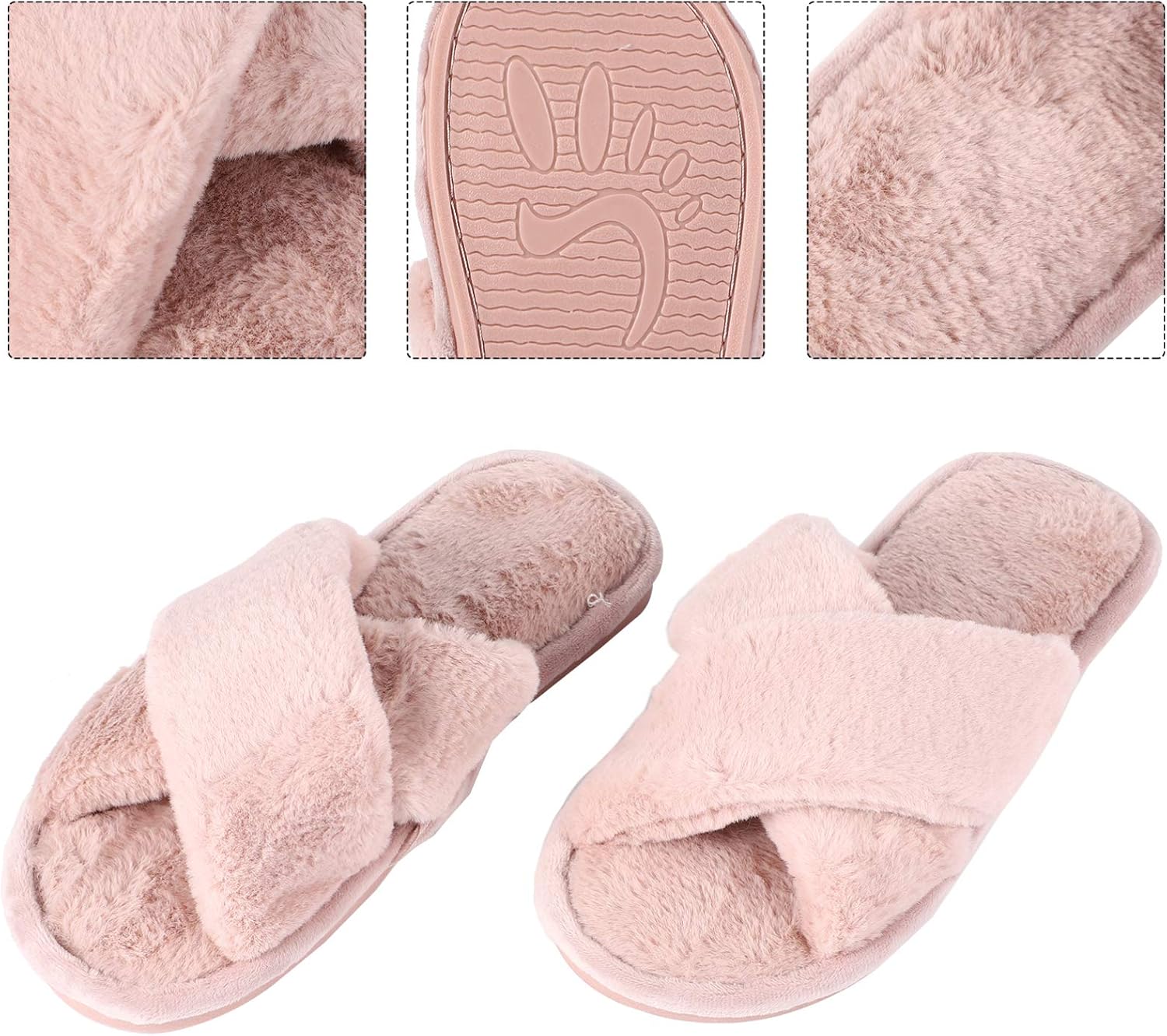 SOIMISS Winter Plush Slippers Warm Lovely Indoor Furry Slippers for Women Comfortable Open Toe House Shoes Soft Material for Home Relaxation - Image 4