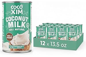 COCOXIM 100% Natural Coconut Milk 400ml (12 Pack) | Zero Added Sugar |Rich & Creamy Cooking Milk | Halal & Kosher Certified | Gluten & Dairy Free|No Additives | Ideal for Curries, Smoothies & Desserts