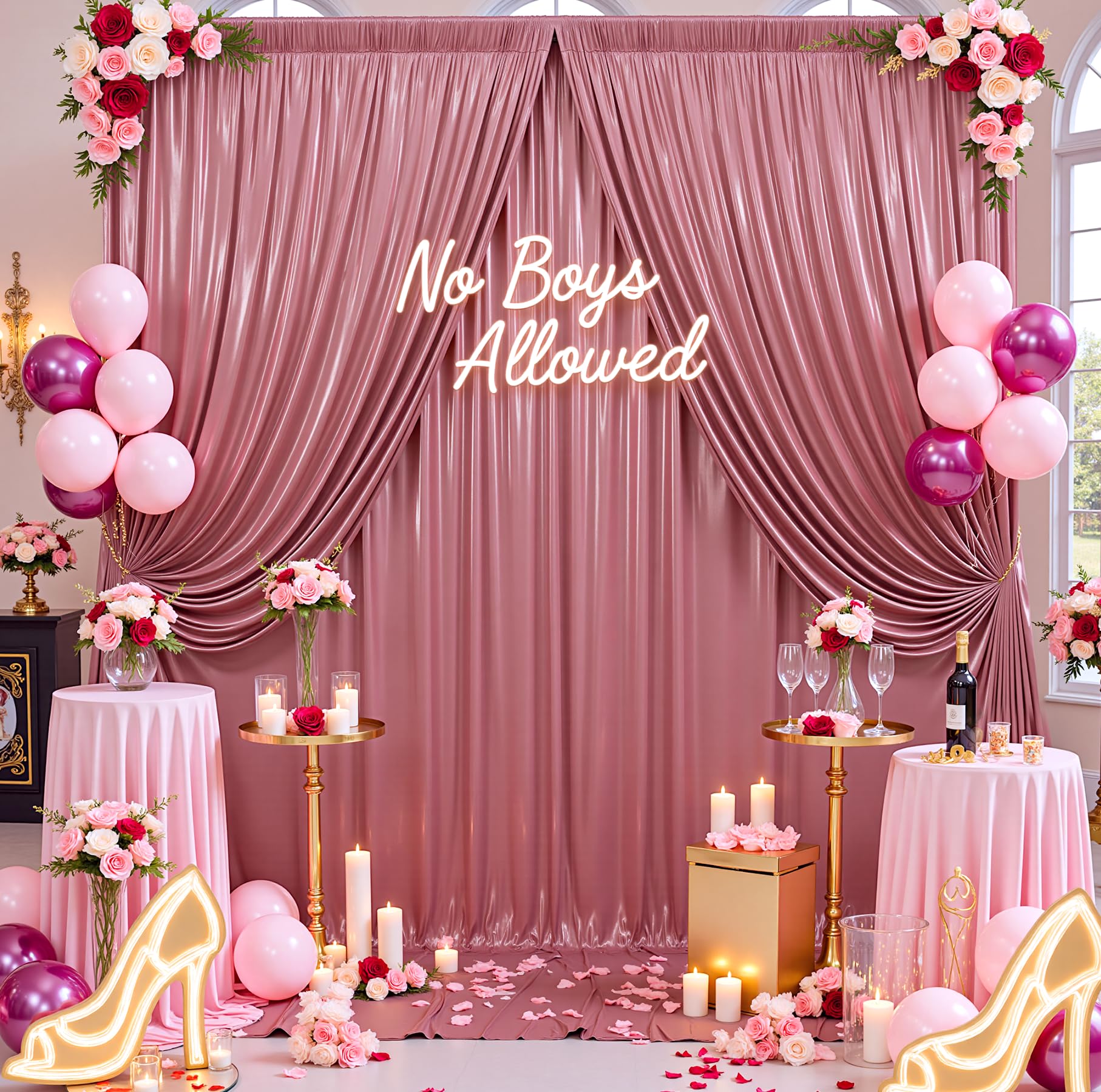 Photo 1 of 10ftx10ft Rose Gold Sequin Backdrop Curtain for Parties, Wrinkle Free Thick Glitter Sparkle Photo Backdrop Drapes 2 Panels 5x10FT Shimmer Back Drop Cloth for Wedding Birthday Photography Background