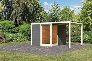 Unbekannt Karibu Gartenhaus Qubu Eck Set Terragrau 304x304cm Anbaudach Holzhaus 28mm Amazon De Baumarkt