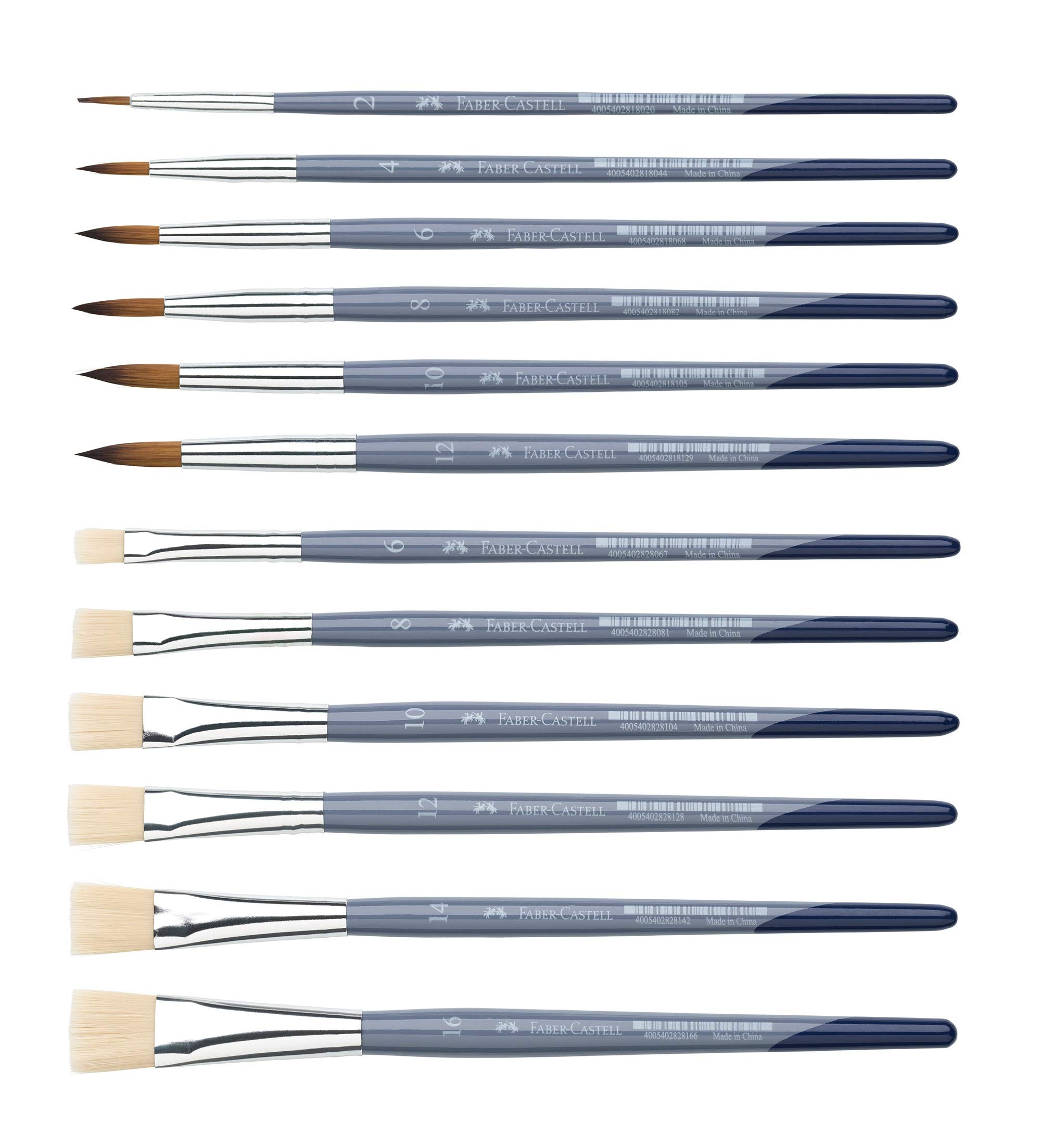 Faber-Castell Creative Studio Brush - Assorted Colours, rund & flach