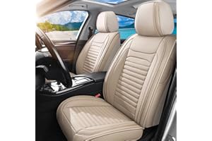 Faifani Car Seat Covers Front Seat, Premium Nappa Leather Car Seat Protector, Breathable Anti-Slip Full Wrapping Edge Seat Co