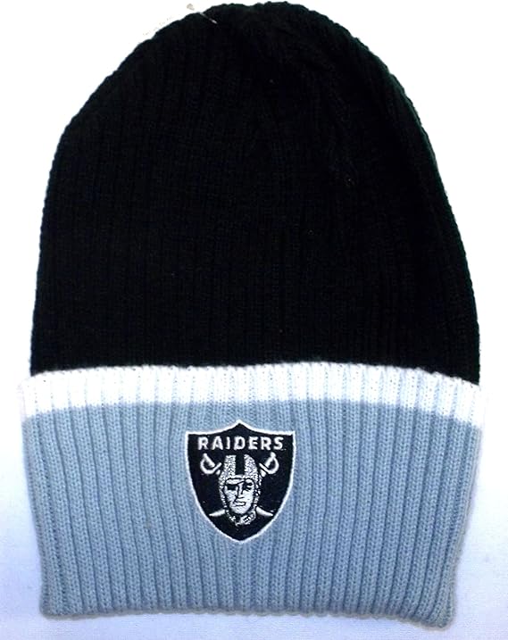 Reebok NFL Oakland Raiders 2 Tone Child Size Cuffed Beanie Sports Fan Beanies