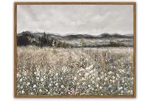 SHENIFY 11"x14" Framed Landscape Canvas Wall Art Vintage Classical Prints Flower Field Room Decor for Bathroom Bedroom Living Room
