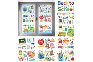 SEALMIC Back to School Window Clings Double Sided Back Stickers Perfect for Welcome Party Supplies Educational Window Stickers Fun and Colorful School Home Wall Glass Blackboard Decorations