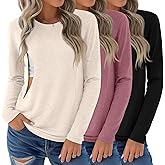 Sweetyweee 3 Pack Nursing Tops for Breastfeeding Maternity Shirts Zipper Long Sleeve Round Neck Knit Casual Nursing Clothes