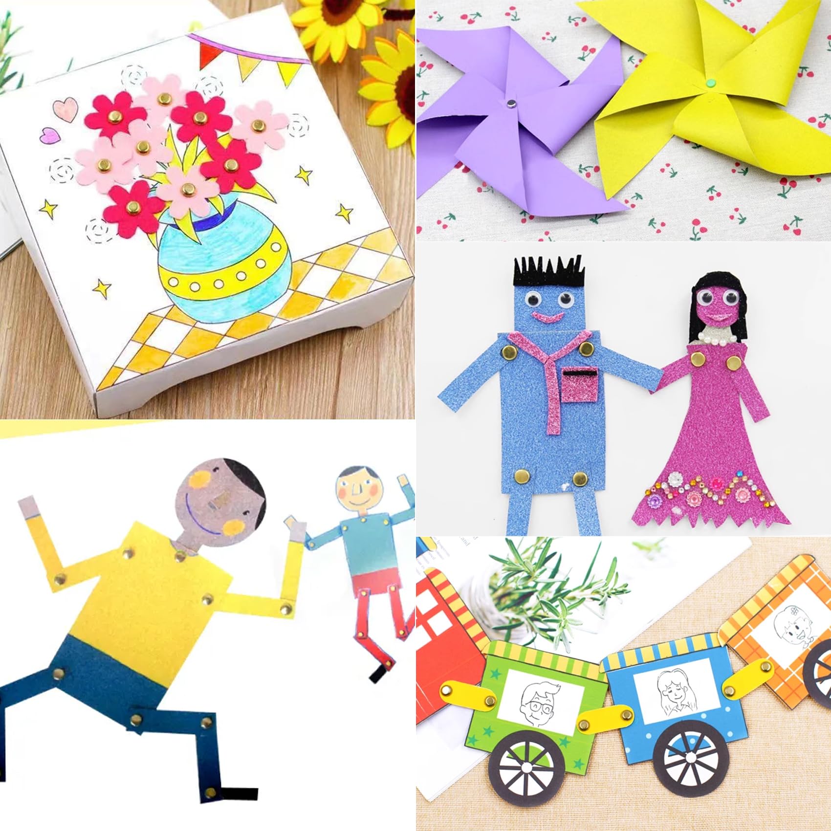 EuTengHao 700Pcs Brass Fasteners Scrapbooking Brads Round Head Brass Plated Fasteners for Craft Art Crafting School Decorative Scrapbooking DIY Supplies (1/2 Inch Shank, 8mm Head, Gold）