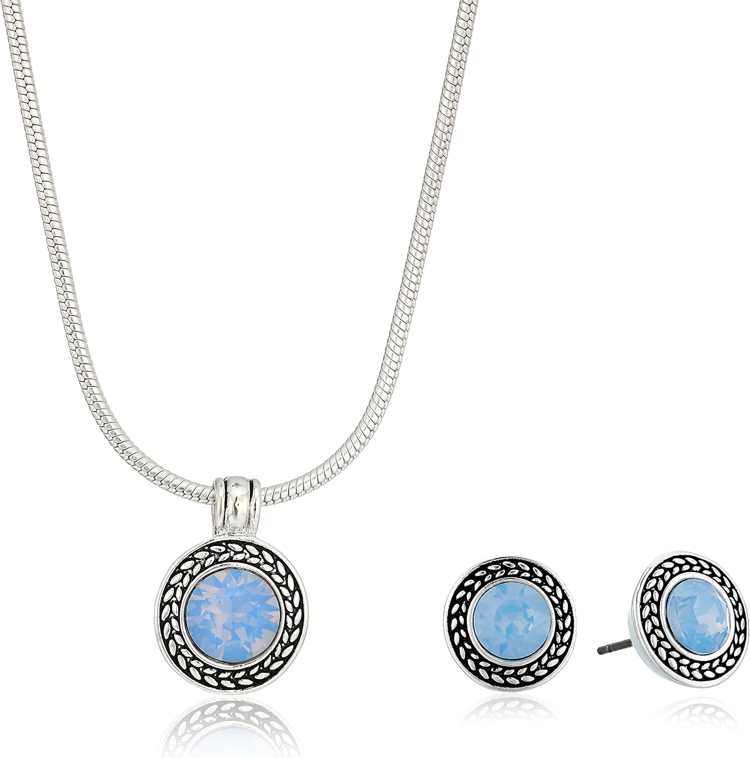 Napier Womens Opal Swarovski Necklace Earring Jewelry Set