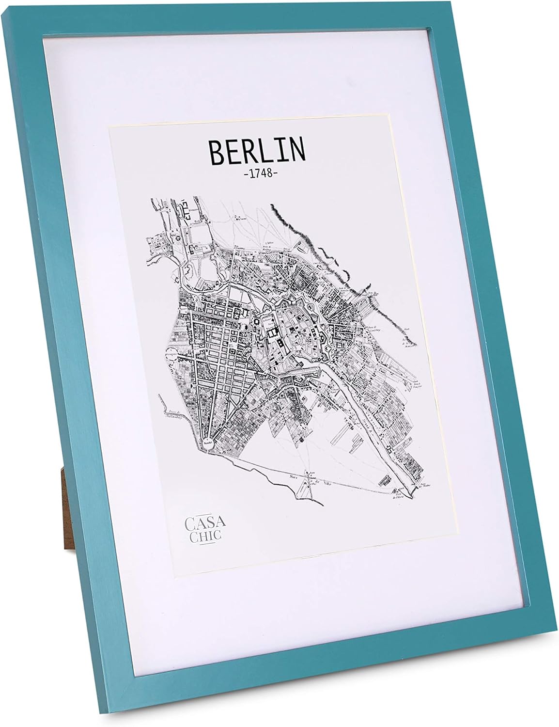 Classic by Casa Chic - Solid Wood A3 Photo Frame - Teal - Mount for A4 Picture - Perspex Front, 29.7 x 42.0 cm - A3