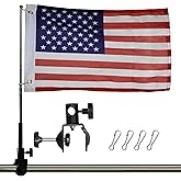 Boat American Flag Pole Kit,12''x18'' Pontoon Boat Flags,US Flag Holder for 0.5"-1.33" Round/Square Rails, with Poles and Mount,Kayak Flag with Replacement Flag For Swimmers,Surfer