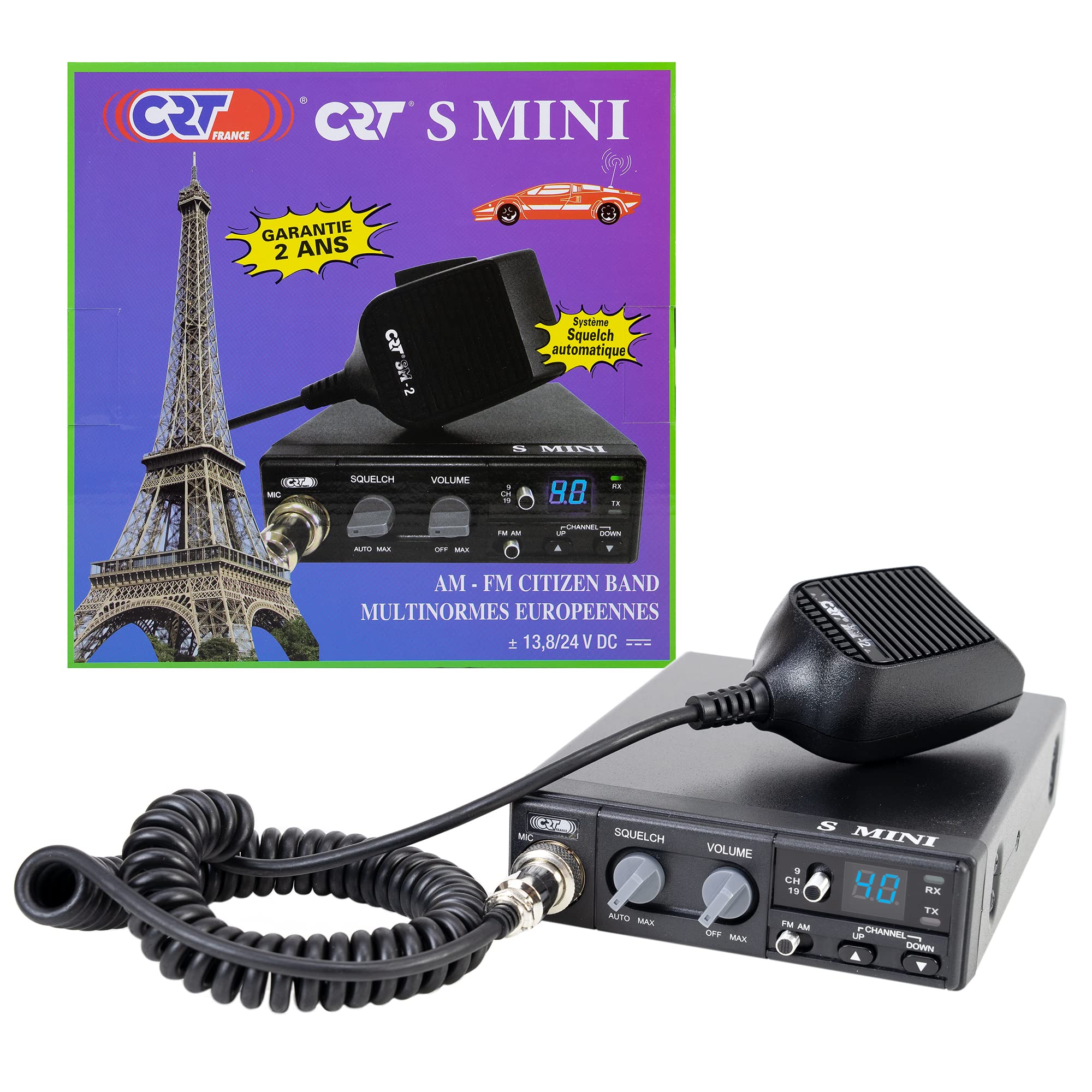 Radio CB CRT S Mini Dual Voltage, 12/24V, 4W, with ASQ, AM-FM