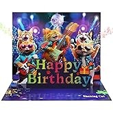 D24TIME Funny Musical Birthday Card – Shaking Cat Pop Up Birthday Card with Music & LED Lights, 3D Disco Dancing Cat Birthday Gift for Men, Women, Husband, Wife, Kids