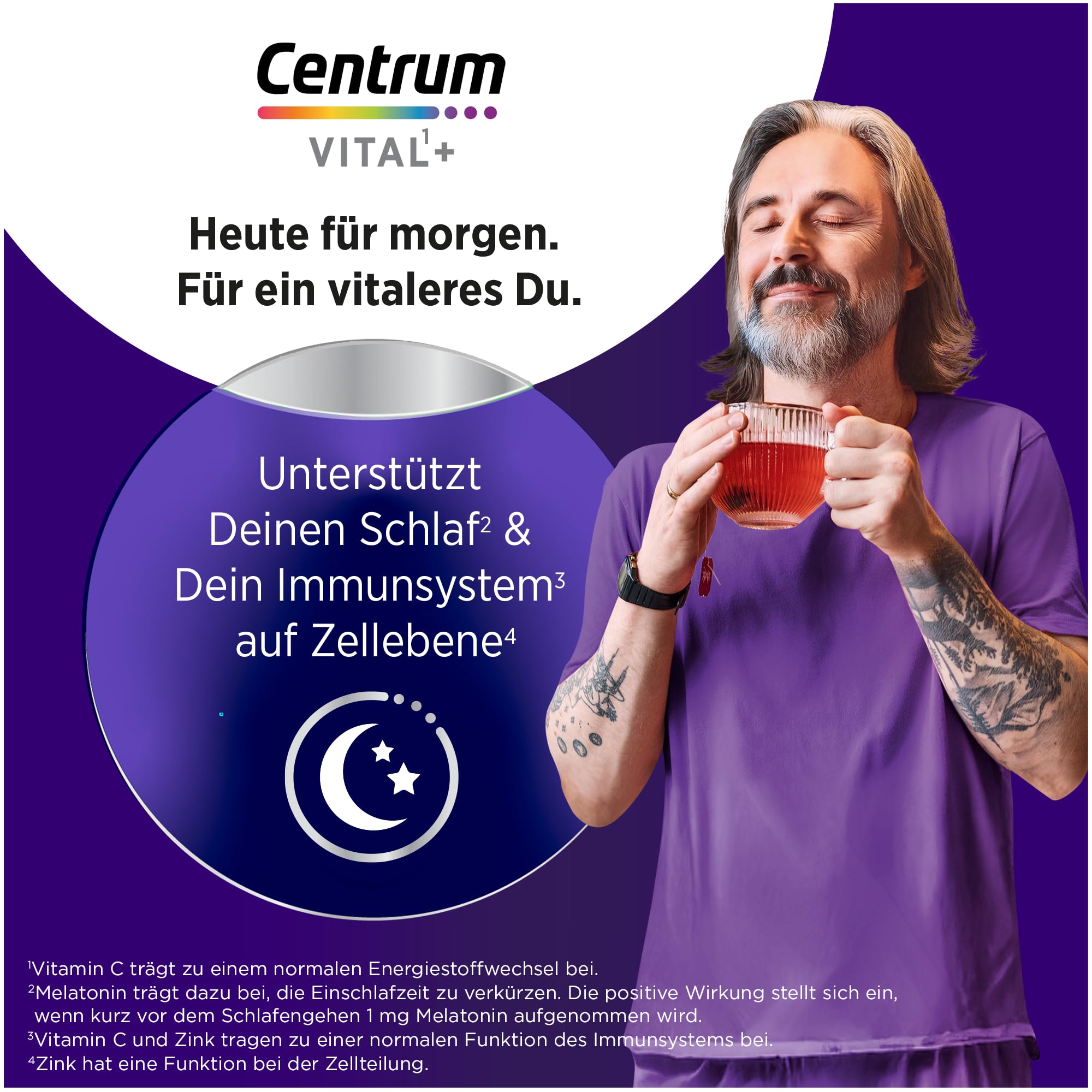 Multivitamin - Centrum Vital+ Schlaf & Immunsystem, Hochwertiger Nährstoffkomplex für erholsamen Schlaf, Immunsystem und Zellregeneration**, Melatonin, Vitamin C, Zink, Baldrian, 30 Tabletten 2