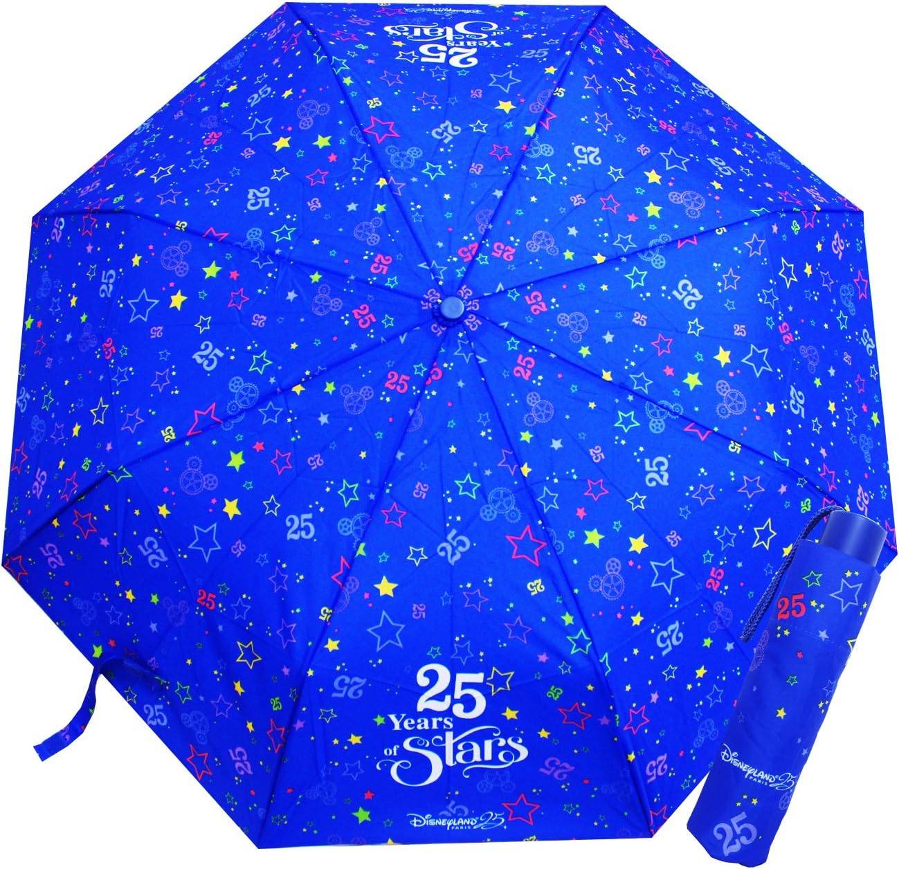 Amazon ディズニー Disney Paris 折りたたみ傘 25周年記念 青 スター パリ Dlp 海外ディズニー限定 Disney ディズニー 折りたたみ傘 通販