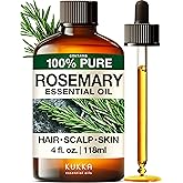 KUKKA Rosemary Essential Oils - 4 Fl Oz - for Hair, Skin, Diffuser, Aromatherapy & DIY Soap Making Scent