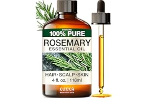 KUKKA ESSENTIAL OILS KUKKA Rosemary Essential Oils - 4 Fl Oz - for Hair, Skin, Diffuser, Aromatherapy & DIY Soap Making Scent