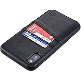 Dockem Wallet Case for iPhone XR: Built-in Metal Plate for Magnetic Mounting & 2 Credit Card Holders (6.1" Exec M2, Synthetic Leather, Black)