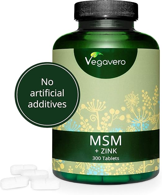 MSM + Zinc VEGAVERO® 300 Capsules, 1000 mg per Tablet 99.9 Pure