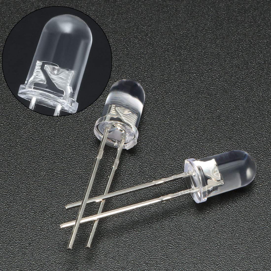 sourcing map 200pcs 5mm White LED Diode Lights Clear Round Transparent 3-3.4V 20mA Super Bright Lighting Bulb Lamps Electronic Component Light Emitting Diodes - Image 4