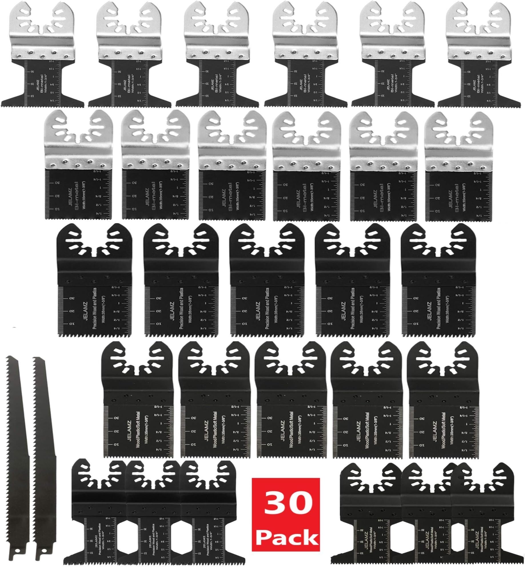 30 PC Metal Wood Plastic Oscillating Saw Blades Multi Tool Compatible with Dewalt, Milwaukee, Rockwell, Craftsman, and More
