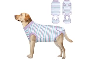 cyeollo Recovery Suit for Dogs Surgery Suit Female Spay Soft Pet Onesie Bodysuit Male Dog Neuter, Small Dogs Surgical Recovery Shirt, Striped, L