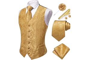 Hi-Tie Men's Suit Vest Business Formal Waistcoat Paisley Jacquard Tie Suit Waistcoat Set for Wedding Party