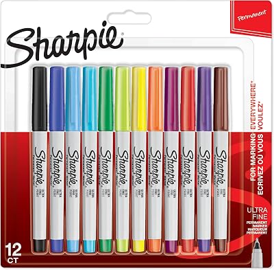 Sharpie Permanent Markers Ultra Fine Point Assorted 12 Markers