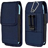 ACCKUO Phone Holster for Belt with Metal Clip and Magnetic Closure Compatible with iPhone 16/15/14/13/12 Pro and Non-Pro, Galaxy S25 S24 S23 S22 for Everyday Protection, M-Blue