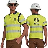 AYKRM High Visibility Security Reflective Safety Polo Shirts for Men Women