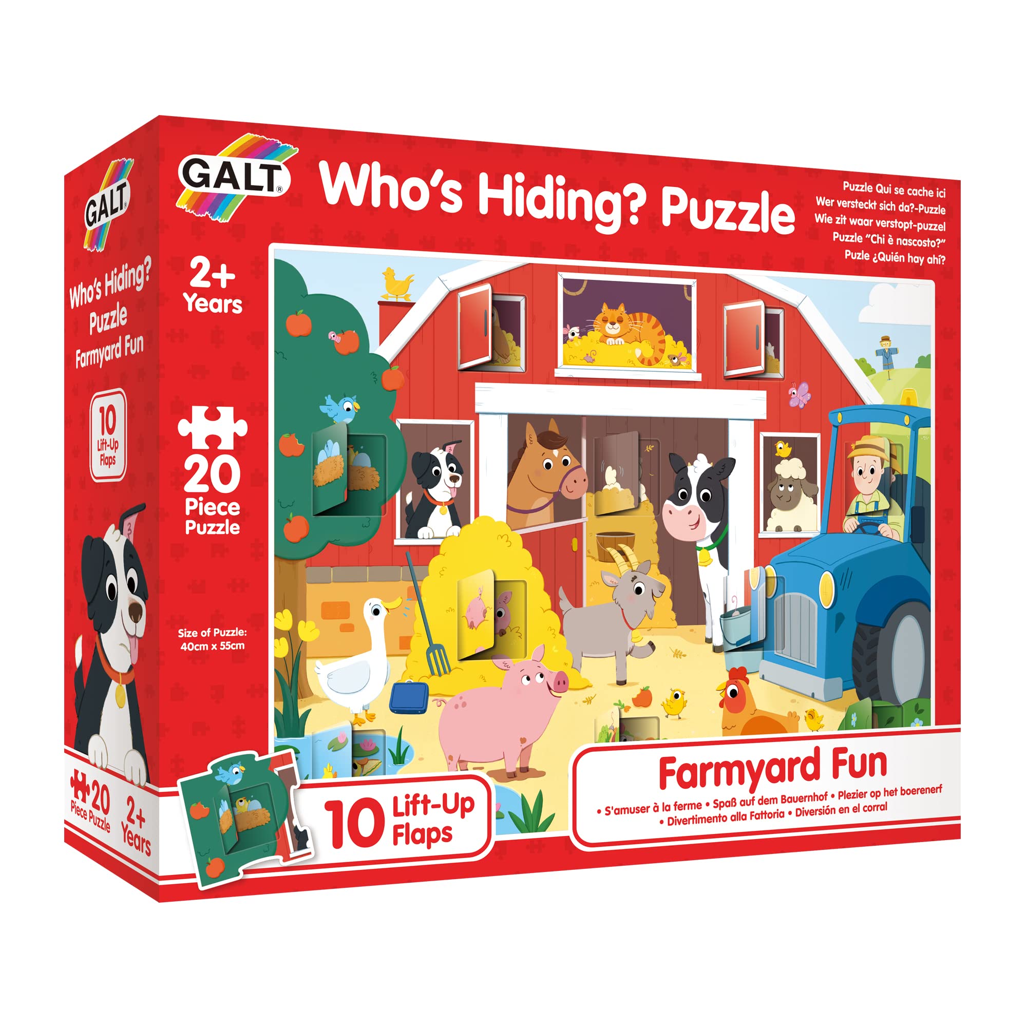 Galt, Who's Hiding? Puzzle - Farmyard Fun, Jigsaw Puzzles for Kids, 20 piece Puzzle, Ages 2 Years Plus