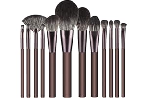DUAIU Makeup Brushes Set - 12Pcs Makeup Brushes Premium Synthetic Bristles Foundation Powder Flawless Face Brush Contour Concealers Eyeshadow Blush Makeup Brush Set (Coffee)