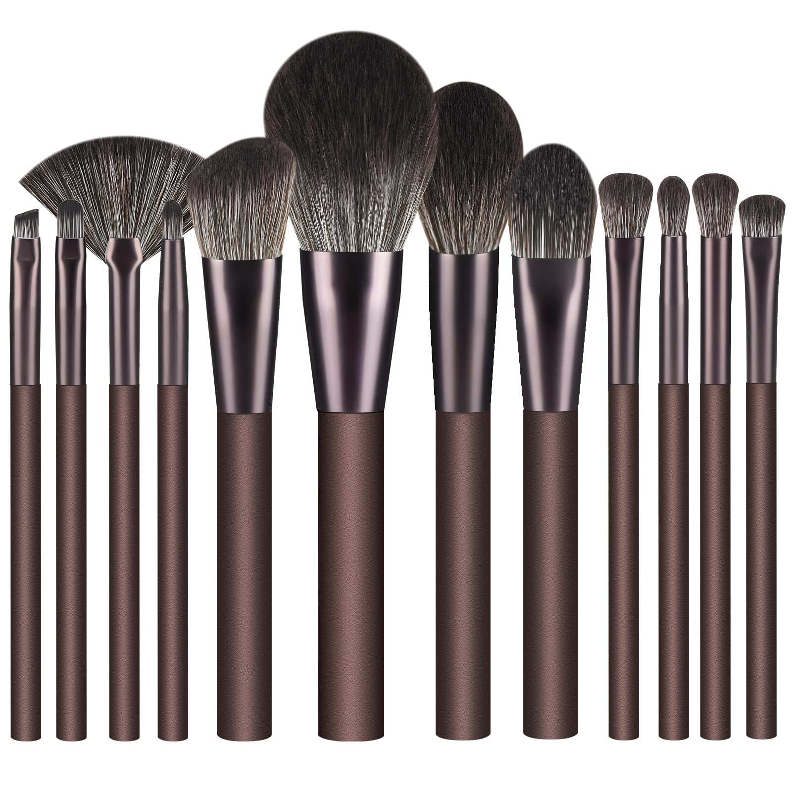 Makeup Brushes 12 Pcs Makeup Brush Set Premium Synthetic Bristles Foundation Make Up Brushes Concealers Eyeshadow Professional Make-up Brush Sets (Coffee)
