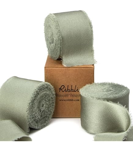 Ling's Moment Silk Satin Ribbon - 6.7 Yards, 1.5 Inch Width, Frayed Edge For Wedding Bouquets & Gift Wrapping