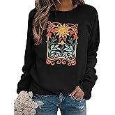 HESIXENVOL Vintage Wildflowers Sweatshirt Women Boho Floral Casual Long Sleeve Printed Flowers Shirts Pullover Tops