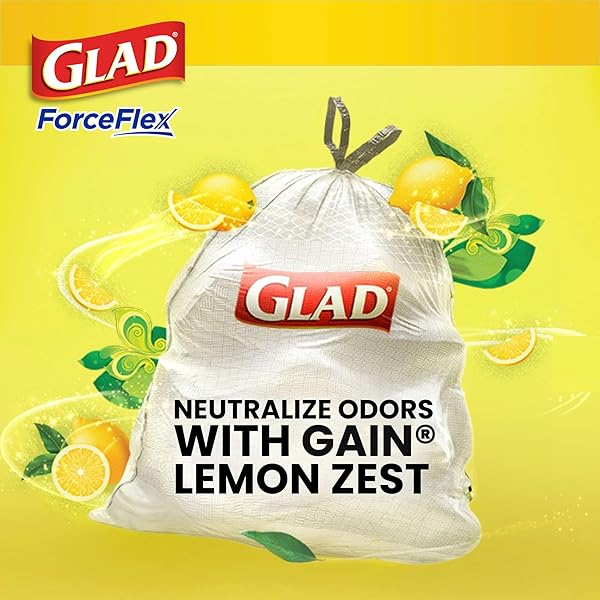 GLAD FORCEFLEX TALL KITCHEN TRASH BAGS, 13 GALLON, GAIN LEMON ZEST, 110 COUNT (PACKAGE MAY VARY)