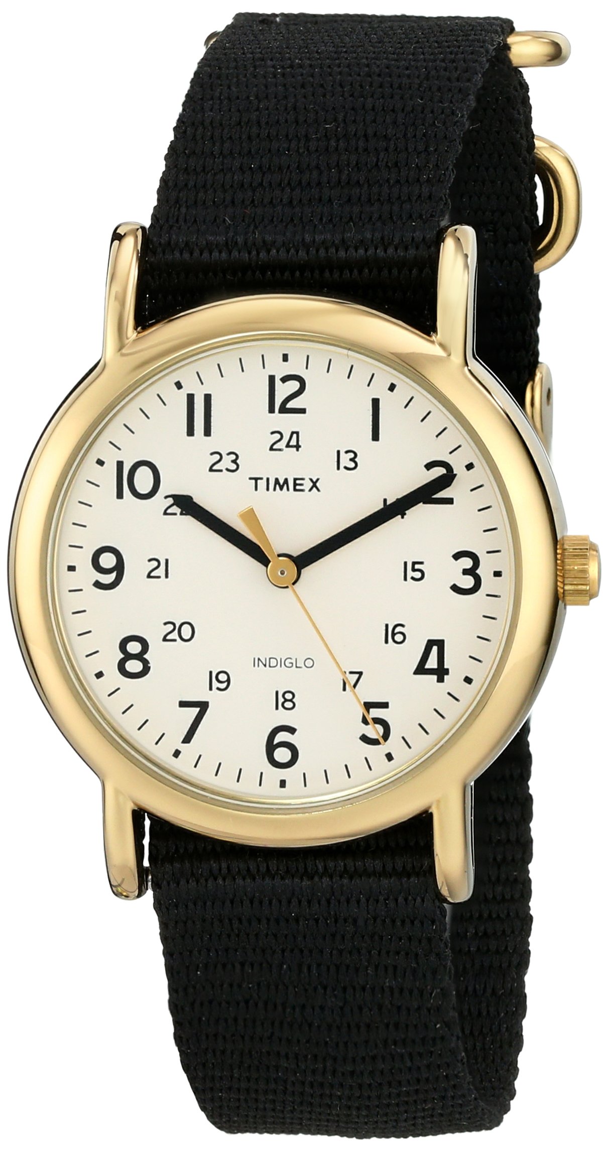Timex Unisex T2P4769J Weekender Gold-Tone Watch With Black Nylon Band 13 814cpDJUV1L