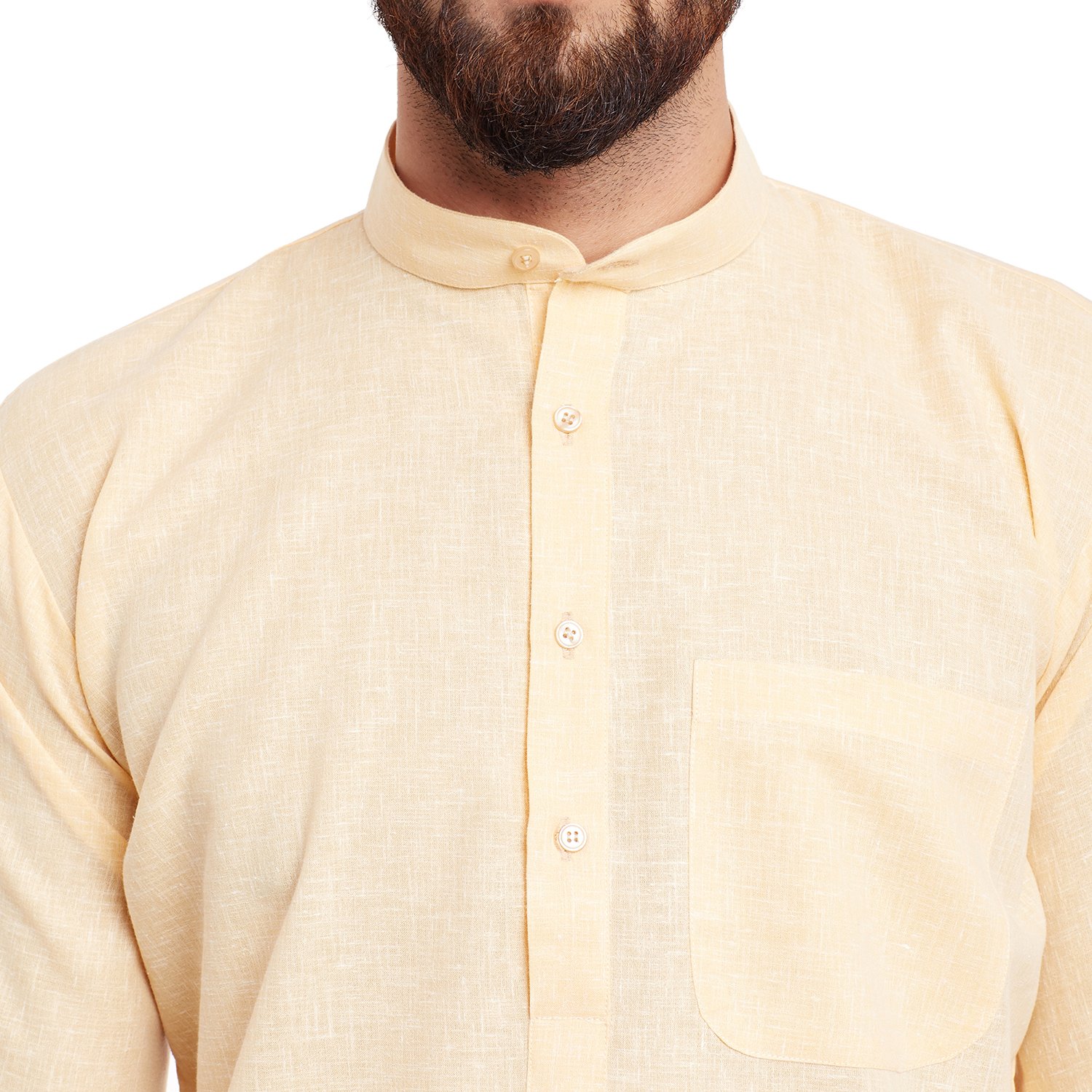 sojanya (since 1958) men's yellowcotton linen kurta pyjama