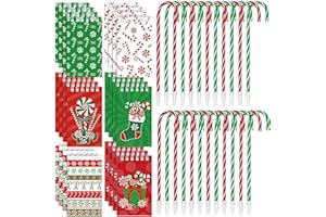 Cinrobiye 48 Pcs Christmas Candy Cane Party Favors Mini Spiral Notebook Christmas Candy Cane Pen Xmas Notepads for Holiday Party school reward Goodie Bag Stuffer Favor Stationery Supplies