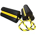 HOXWELL Heavy Duty Rubber Dual Wheel Chocks, RV Non Slip Wheel Stoppers with Nylon Rope Yellow Reflective Tape, Wheel Block for Travel Trailers, Aircraft, Car, Camper, Truck 1 Pair