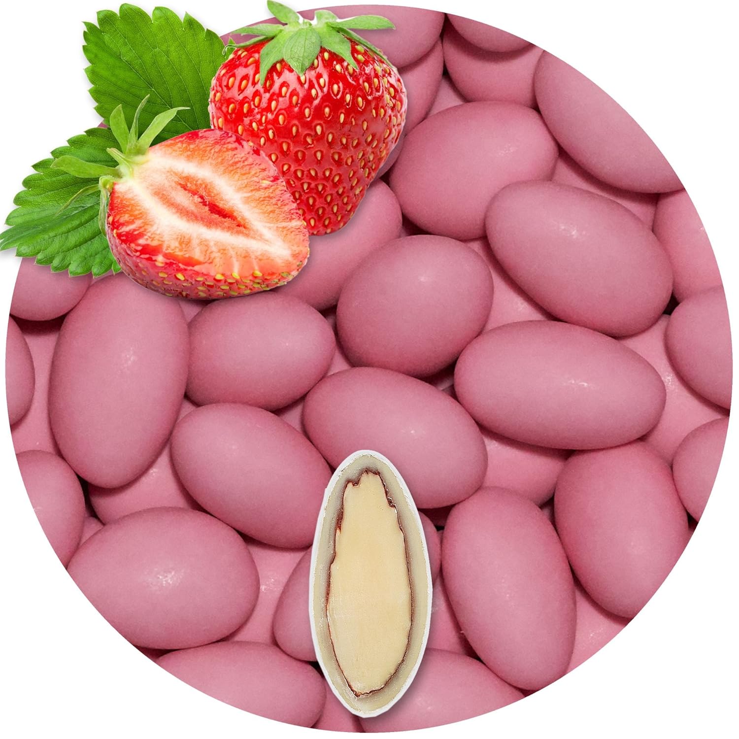 EinsSein 0,5kg Schokomandeln Erdbeere rosa matt Hochzeitsmandeln Mandeln Hochzeit Taufmandeln Gastgeschenke Zuckermandeln Bonboniere Confetti Badem sekeri Gastgeschenk Zucker Candy Bar Süssigkeiten