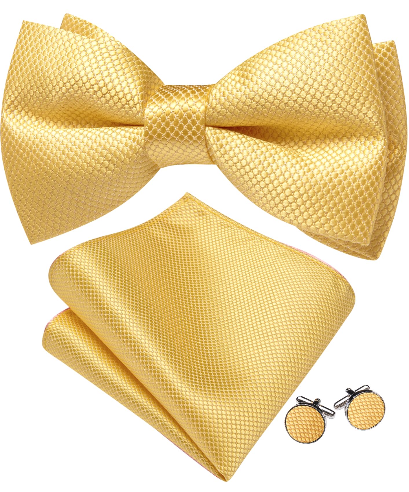 Barry.Wang Yellow Bow Ties for Men Pre-tied Bow Tie