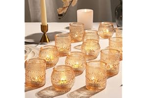 TRIRITE 36ps Votive Candle Holders, 2x2.5inchs Gold Tea Light Candle Holders Glass for Table Centerpiece, Votives Candle Holders for Wedding, Bridal Shower and Tea Party Decorations (Gold)