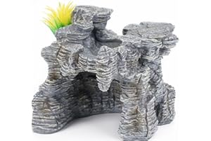 BORLECH Reptile Rock Terrarium Habitat, Aquarium Cave Decorations Medium Hideout for Gecko, Turtles, Reptiles, Amphibians, Fish